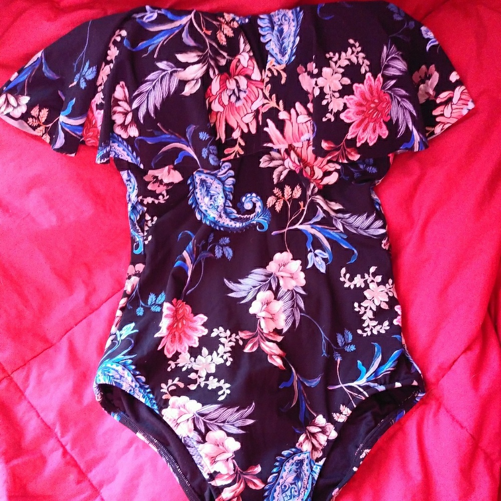 Seafolly size 6 womens blue one piece bathing suit